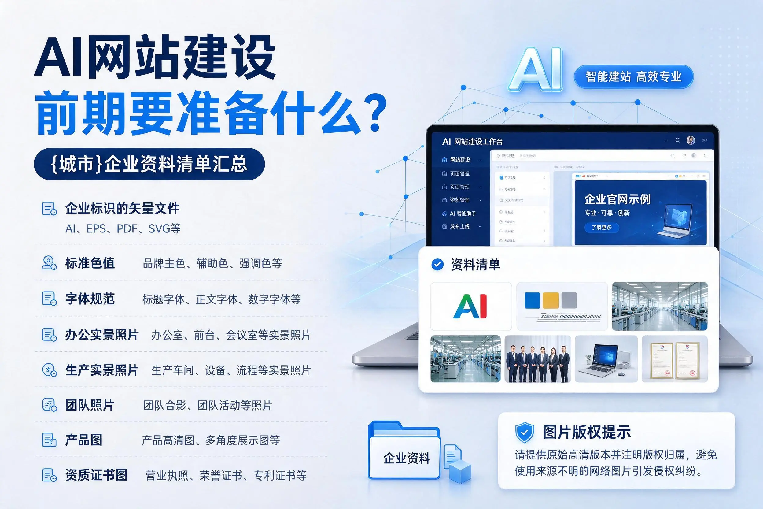 AI网站建设前期要准备什么?济南企业资料清单汇总