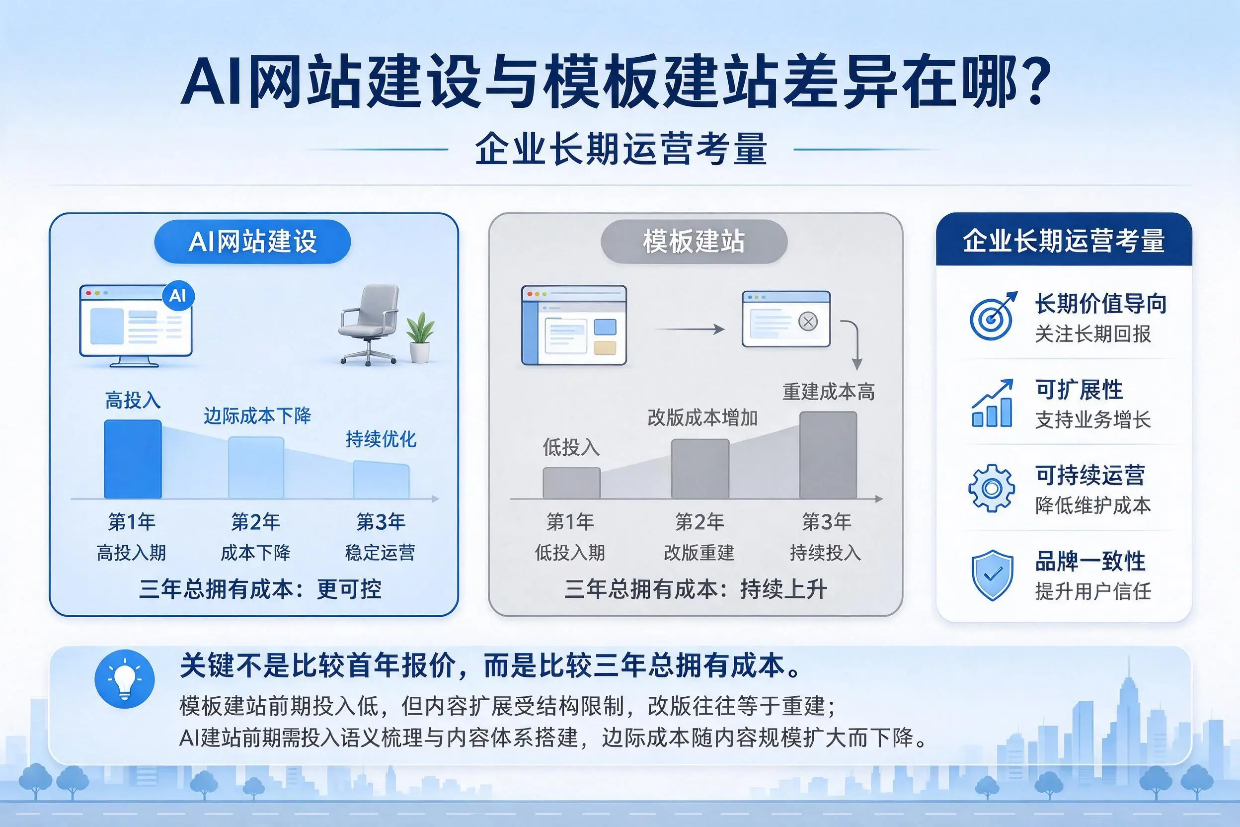 AI网站建设与模板建站差异在哪？济南企业长期运营考量